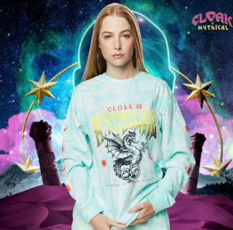 Stevie Wynne Levine promoting her clothing collection of Mythical Entertainment with the collaboration with @cloakbrand